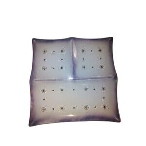 Vintage Dorothy Thorpe Midcentury Starburst Medallion Lilac Glass Divided Tray